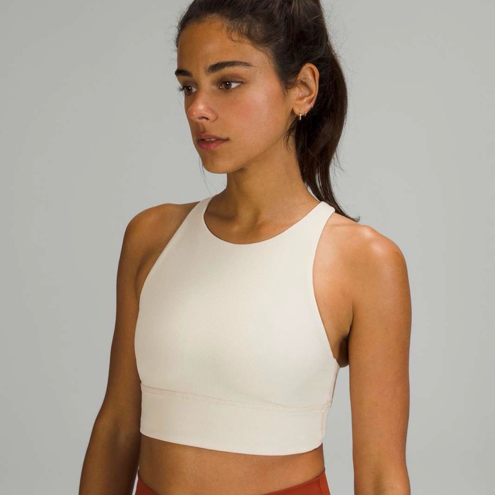 Lululemon Energy Bra High Neck (Ribbed) White Sz 10